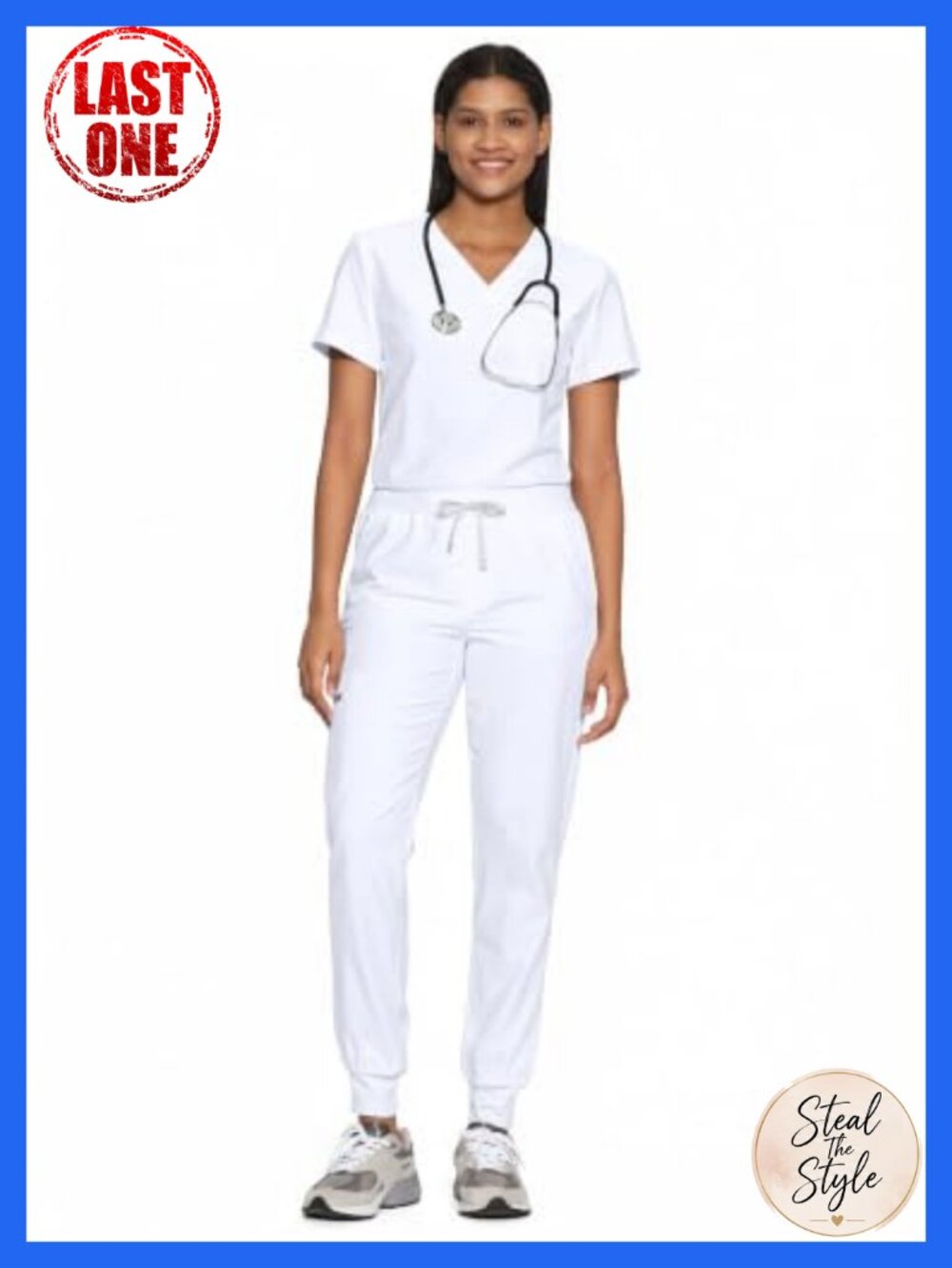 Women's Medical Scrub Set V-Neck Top Jogger Pants 10 Pocket Stretch